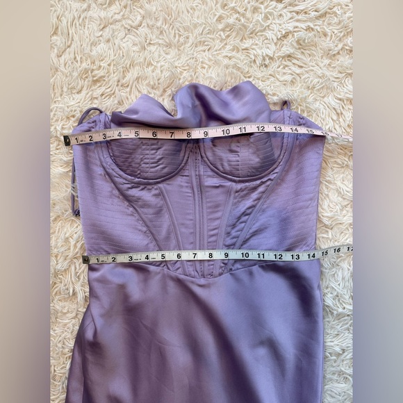 House of CB Charmaine Corset Satin Maxi Slip Dress Lilac Size L back slit - Picture 8 of 11